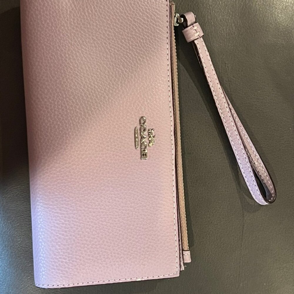 Coach Light Lilac Pebbled Leather Long Wallet